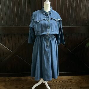 Denim Button-Up Midi Dress